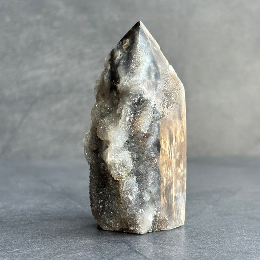Black Sphalerite Druzy Crystal Point
