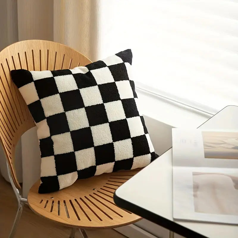Black & White Checkerboard Cushion Cover