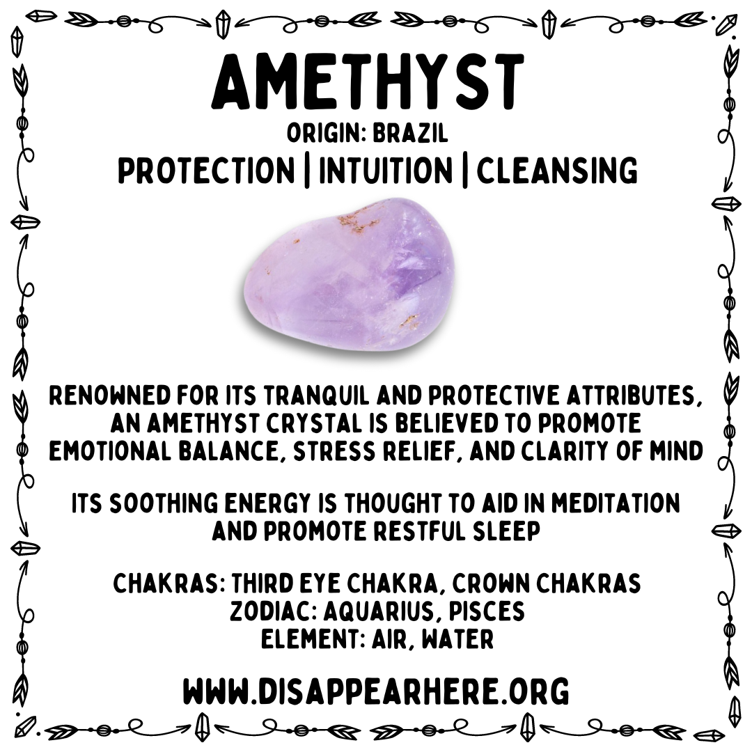Amethyst Crystal Properties Card