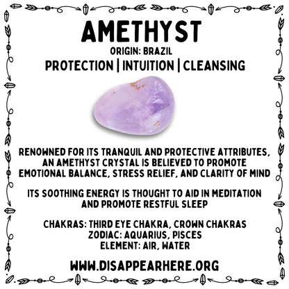 Amethyst Crystal Properties Card