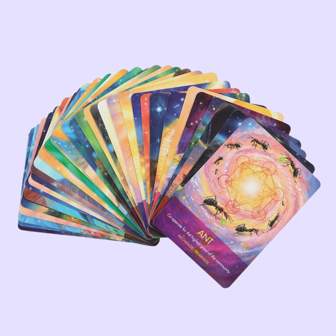 The Archangel Animal Oracle card deck by Diana Cooper includes a 44-card deck and 140 page guidebook. This deck helps to interpret the universe with the teachings of animal guides. Beautifully presented in sliding box and illustrated by Marjolein Kruijt.