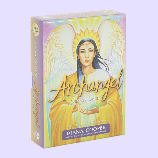 The Archangel Oracle card deck by Diana Cooper includes a 44-card deck and guidebook. This deck alloys the user to connect with the archangels and accelerate their spiritual growth. Beautifully presented in a sliding box and illustrated by Jane Delaford Taylor.