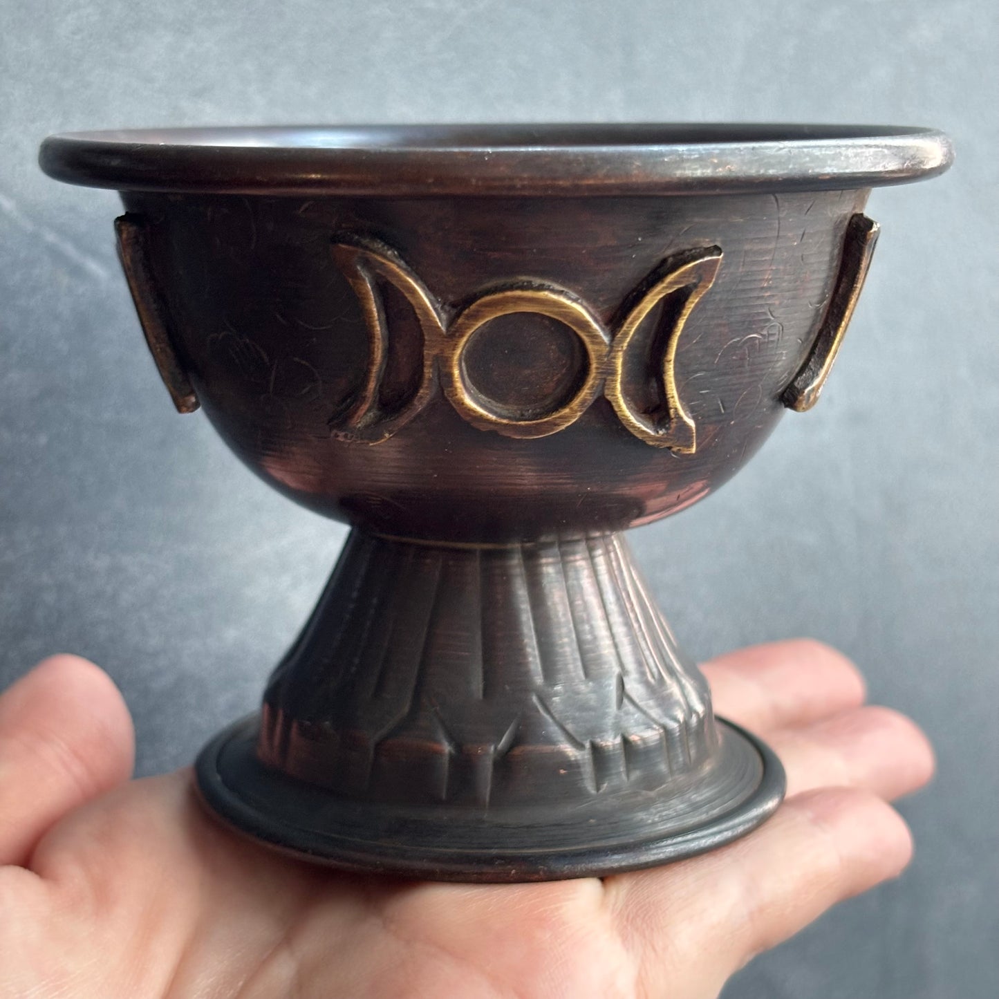 Triple Moon Antique Copper Ritual Chalice