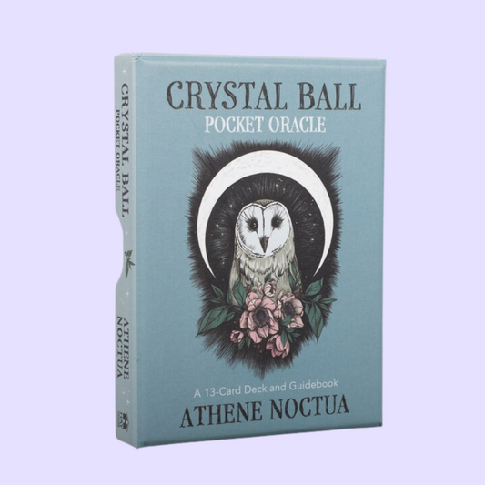 The Crystal Ball Pocket Oracle card deck by Athene Noctua includes a travel-sized 13-card deck and a folding guidebook to help you on your spiritual journey. This deck features simple, straightforward answers to all of your questions and can be used for quick guidance and decisionmaking. Beautifully illustrated by Athene and presented in a small sliding box.