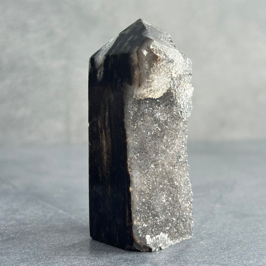 Black Sphalerite Druzy Crystal Point