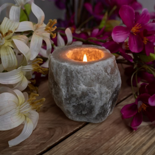 These Himalayan Grey Rock Salt Candle Holders are a natural product, they are created from salt caves found at the foothill of Himalayan Mountain. the main benefit of Himalayan salt candles is their ability to ionize the air. These stones emit negative ions that provide balance to the environment by sticking to the positive ions emitted by electronic devices, that is, they are capable of absorbing excess electromagnetic waves