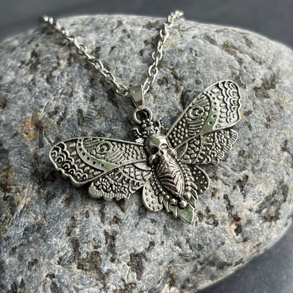 Death Moth Silver Necklace