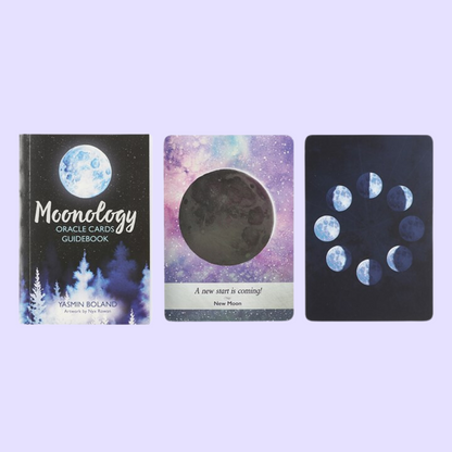 The Moonology Oracle card deck by Yasmin Boland includes a 44-card deck and guidebook. This deck captures the power of the moon in order to guide the user on their spiritual path. Beautifully presented and illustrated by Nyx Rowa