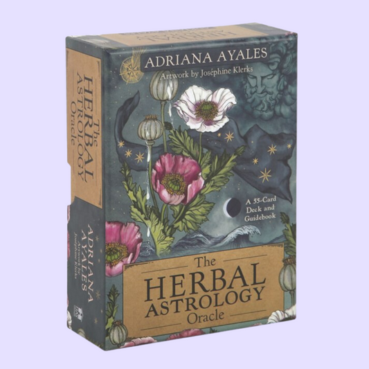 The Herbal Astrology Oracle card deck by Adriana Ayales includes a 55-card deck and 176 page guidebook. This deck opens the user to spiritual healing and guidance through the healing power of plants. Beautifully presented in a matching box