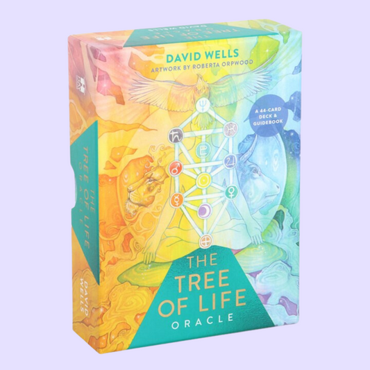 The Tree of Life Oracle card deck by David Wells includes a 44-card deck and 144-page guidebook. This deck allows the user to explore the universe through the power of Qabalah, aiding in spiritual understanding and connection. Beautifully presented in a matching box and illustrated by Roberta Orpwood