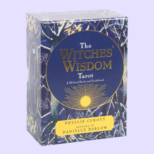The Witches' Wisdom Tarot card deck by Phyllis Curott is a 78 card interpretation of the traditional tarot with an informative and thoughfully explained guidebook including information on card spreads. Through beautiful illustrations each card blends the enchantment of nature with contemporary Witchcraft, providing spiritual guidance and profound wisdom to awaken the witch within. Beautifully presented in a matching box and illustrated by Danielle Barlow