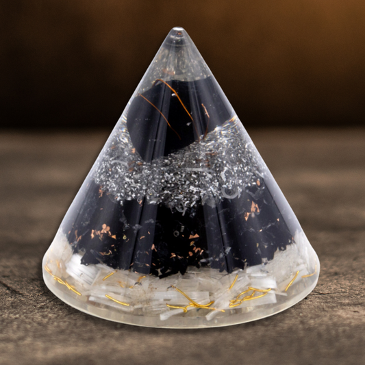 Orgonite Cone - Selenite, Black Tourmaline & Copper