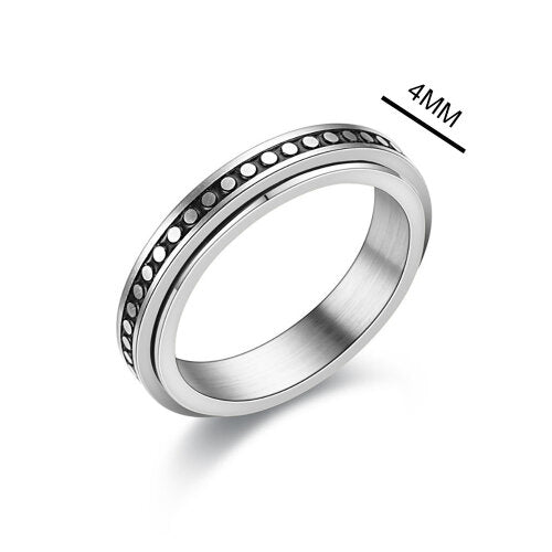 Stay cool, calm, and collected while you fidget with this silver spinning anxiety ring!