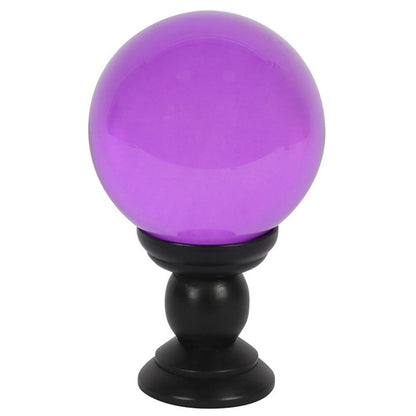 This large, purple crystal ball is not only a powerful tool in fortune telling and scrying, but also makes an eye-catching piece of décor  No object is associated with the mystical ability of divination more than the Crystal Ball, having having been revered by Scryers (fortune tellers) since the middle ages  Our large, purple crystal ball has a diameter of about 13 cm and comes with a black wooden stand