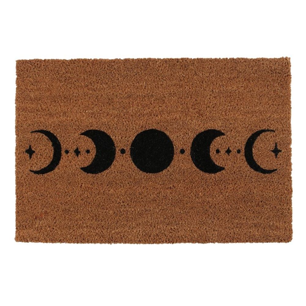 Enhance your home and create a welcoming space with this moon phase doormat made from coir in a natural colouring with a black moon phase design
