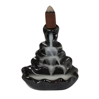 4-Tier Ripple Backflow Incense Burner - You'll be mesmerised by this backflow incense burner which is designed so that the smoke flows down each of the four tiers to pool at the bottom