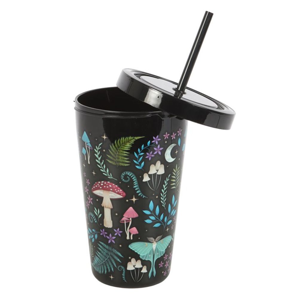 Quench your thirst in the wilderness with our Dark Forest Print Plastic Tumbler with Straw, featuring a stunning magical forest inspired print, bringing the enchanting beauty of nature right into your hands