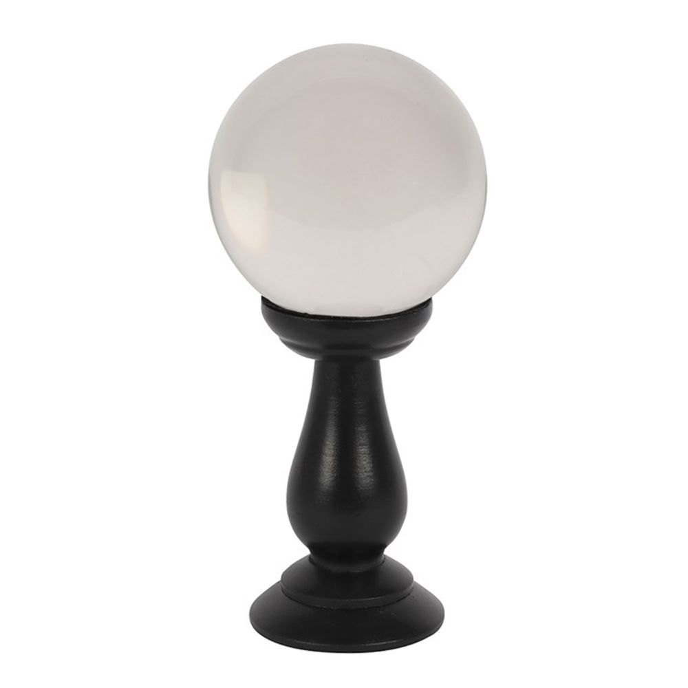 This small, clear crystal ball is not only a powerful tool in fortune telling and scrying, but also makes an eye-catching piece of décor. Whether used for divination or a table accessory at Halloween, this crystal ball is sure to be a conversation piece. Comes on black wooden stand