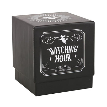 Indulge your senses with an enchanting blend of darkness and allure with this Witching Hour fragranced candle. Infused with the captivating scent of white sage, its bewitching aroma will put you under its spell. Approximately 21 hours burn time