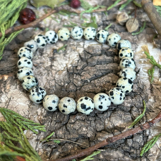 Bracelet de puissance en cristal de jaspe dalmatien