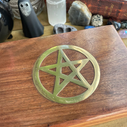 Boîte à bibelots pentagramme en bois de Sheesham