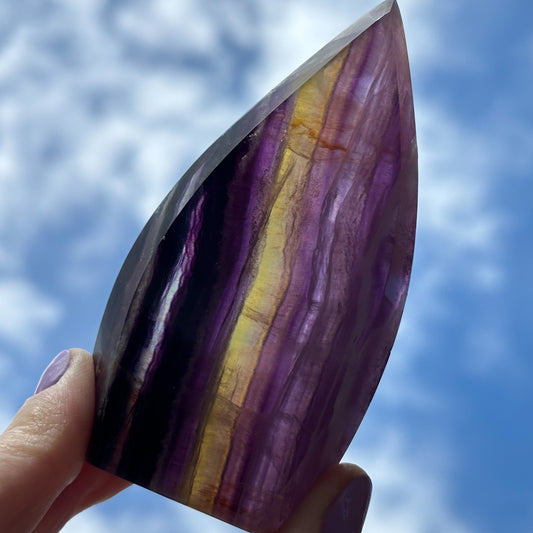 Rainbow Fluorite Polished Crystal Flame 