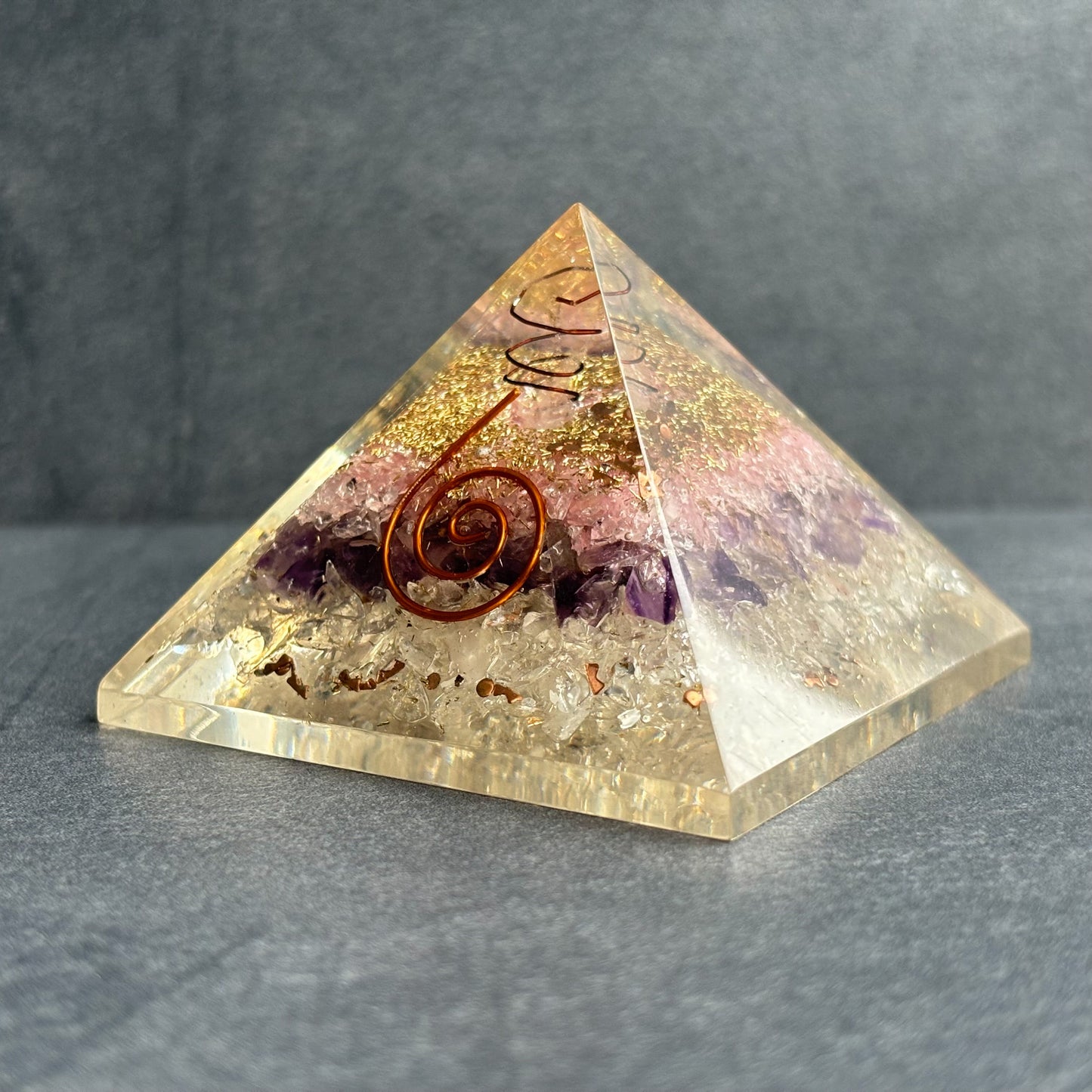 Orgonite Pyramid - Crystals & Copper