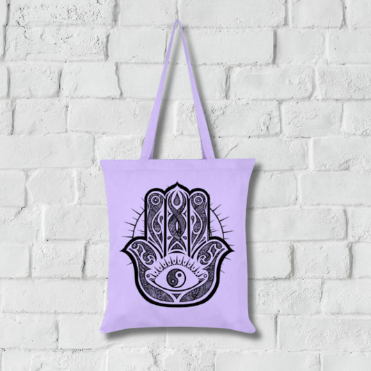 Hamsa Hand Lilac Tote Bag