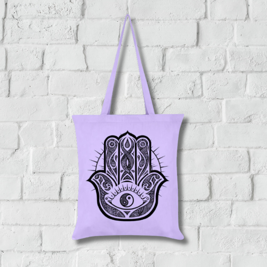 Sac fourre-tout lilas main Hamsa