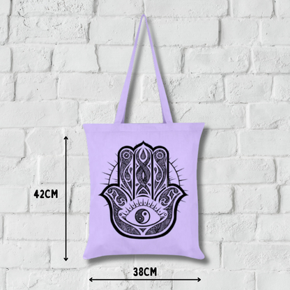 Hamsa Hand Lilac Tote Bag