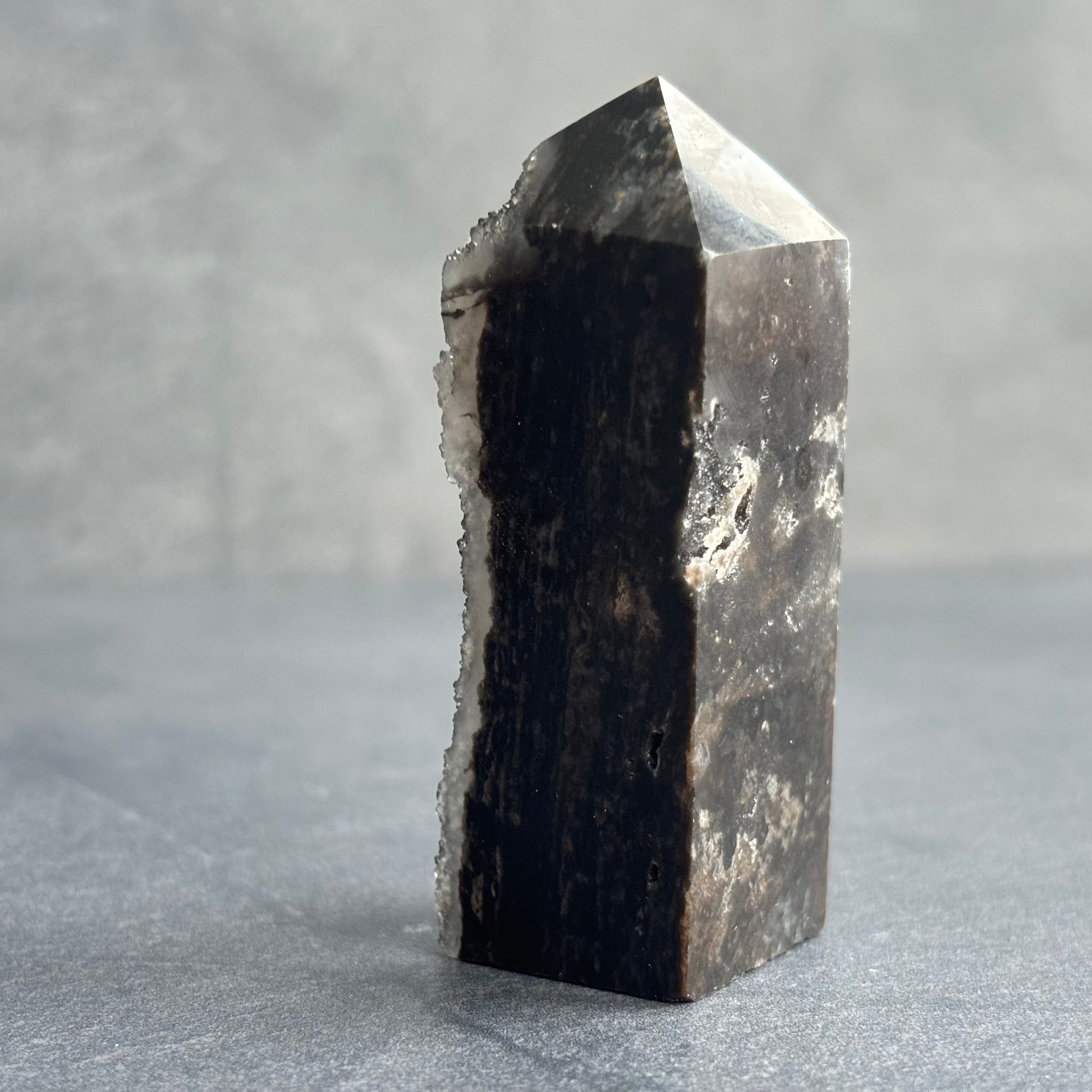 Black Sphalerite Druzy Crystal Tower 