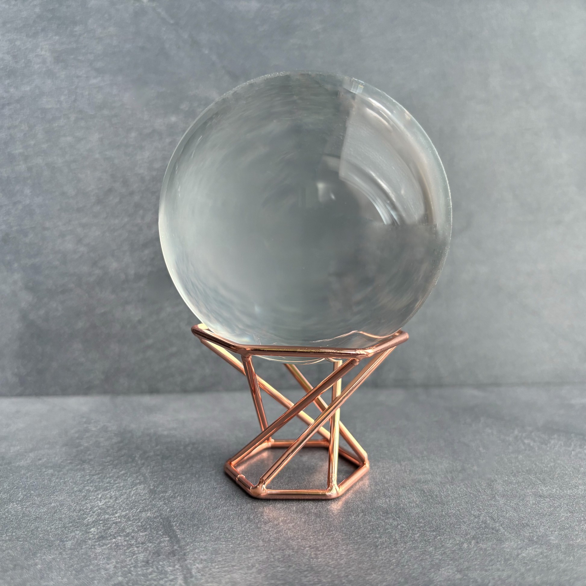 Rose Gold Metal Geometric Crystal Sphere Display Stand
