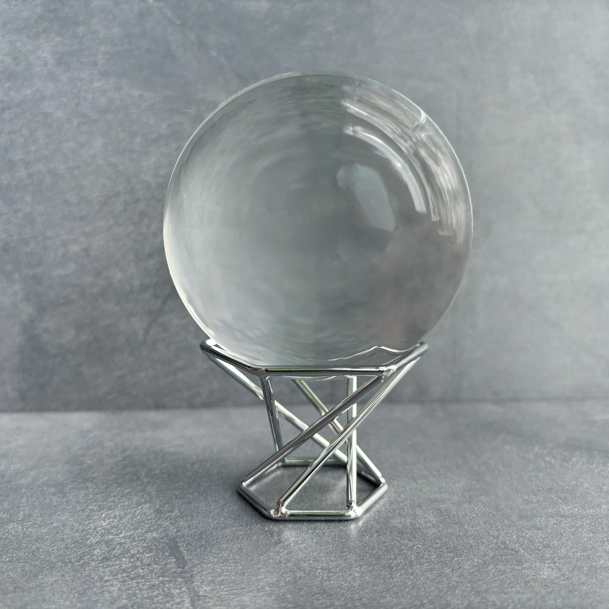 Silver Metal Geometric Crystal Sphere Display Stand