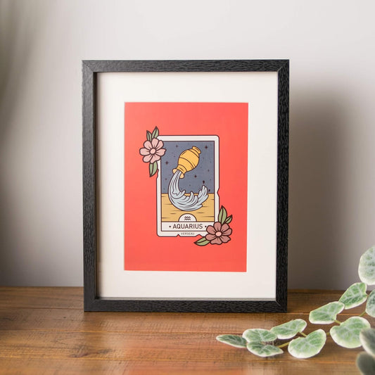 Aquarius - Signs of the Zodiac Black Framed Print