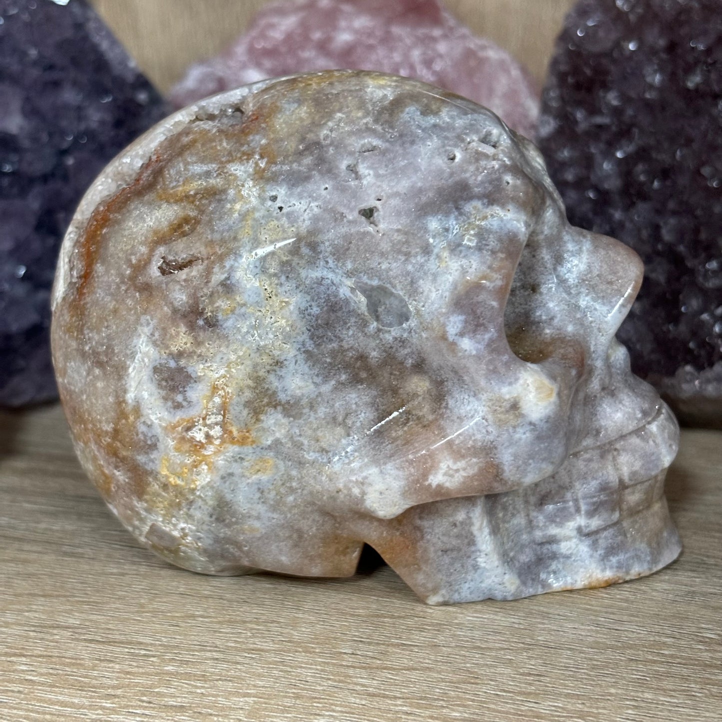 Large Pink Amethyst Crystal Skull