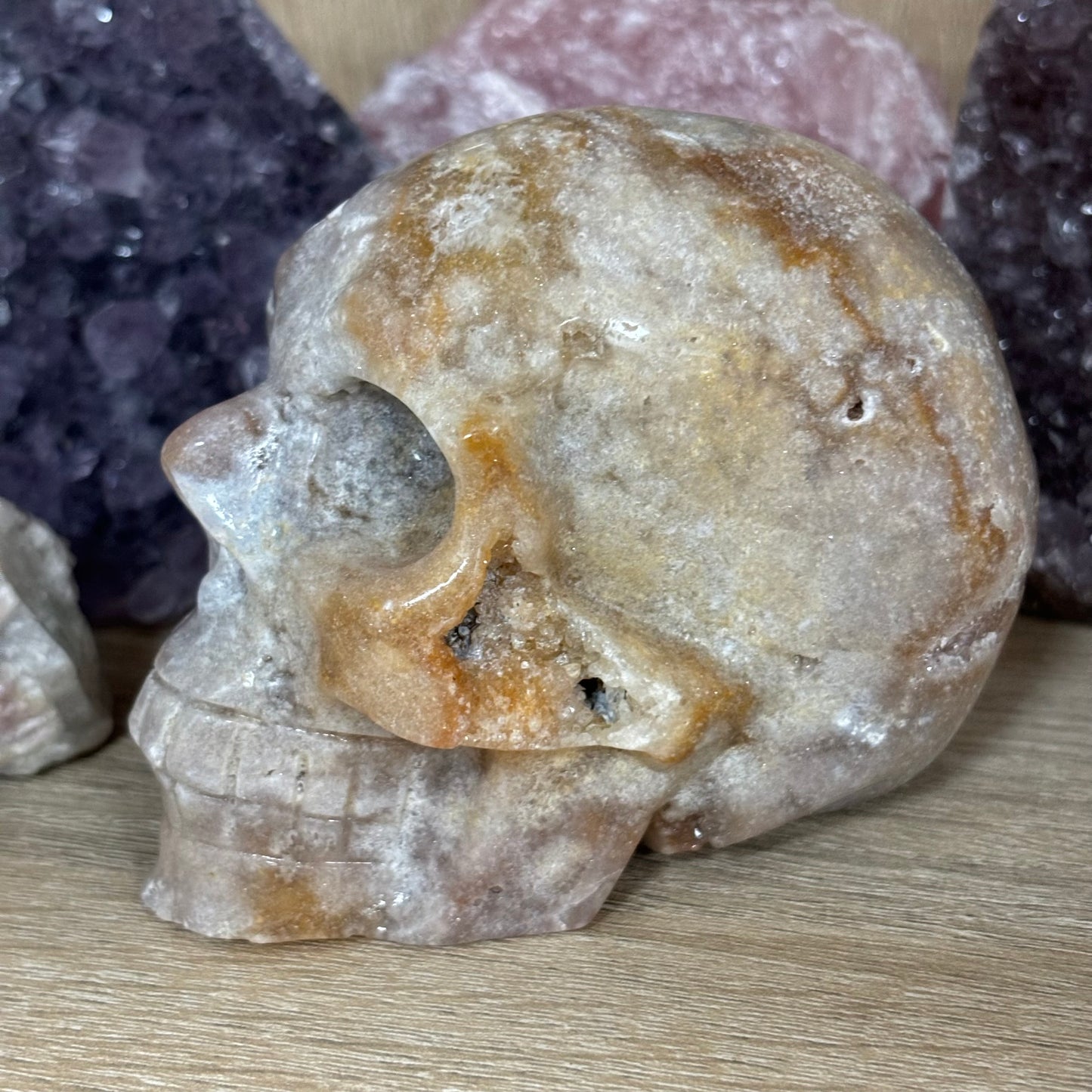 Large Pink Amethyst Crystal Skull