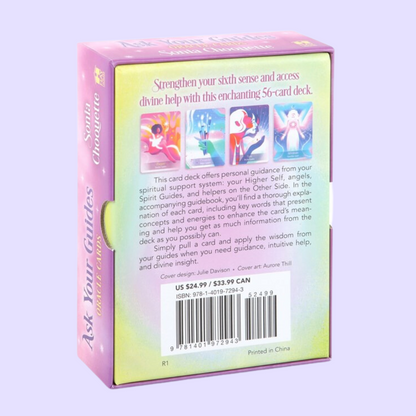 The Ask Your Guides oracle card deck by Sonia Choquette includes a 56-card deck and a guidebook with 128 pages of information to help guide you on your spiritual journey. This deck channels the spiritual power of our helpers on the other side to create a life of love, light and understanding. Beautifully illustrated and presented in a matching box.