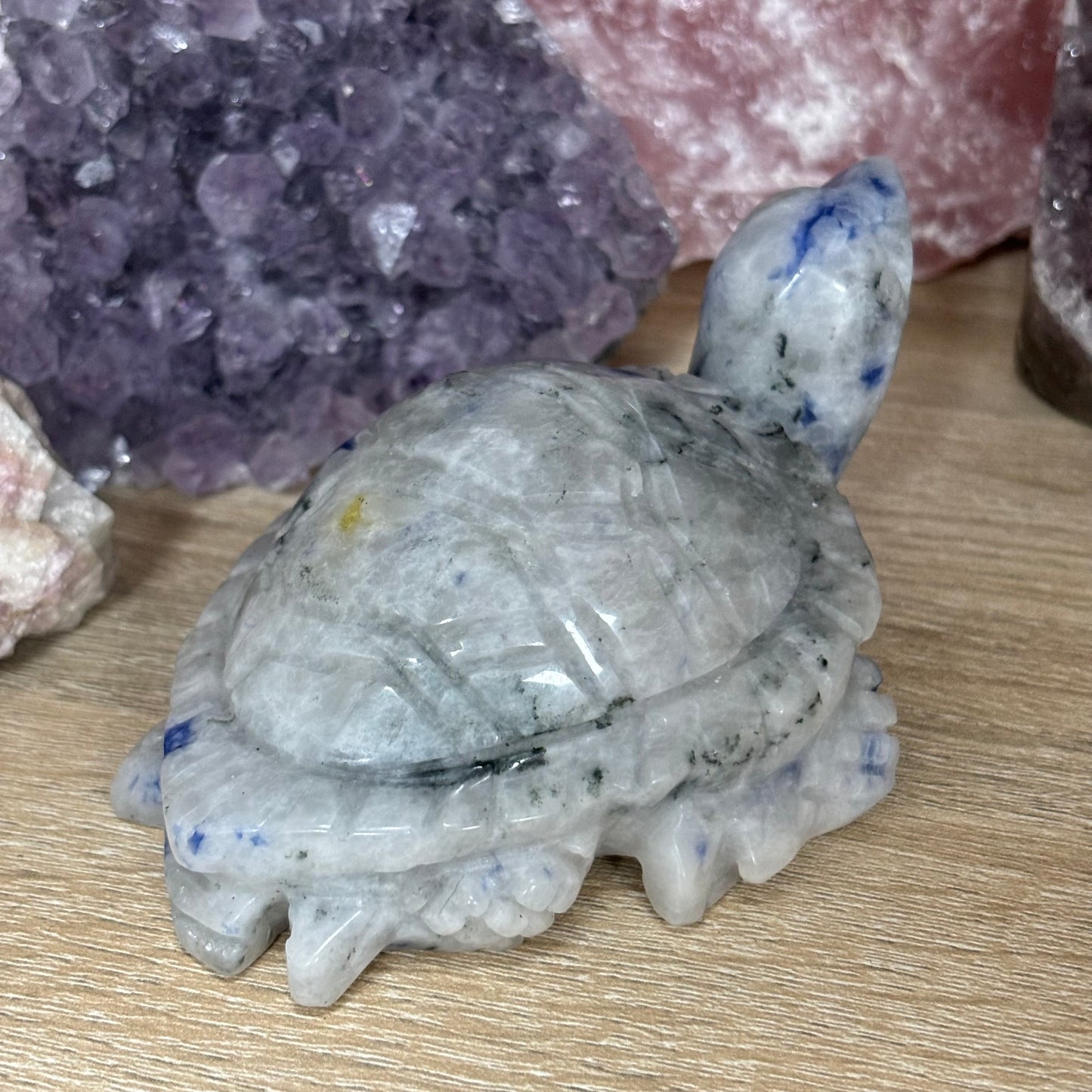 Large UV-Reactive Afghanite Crystal Turtle