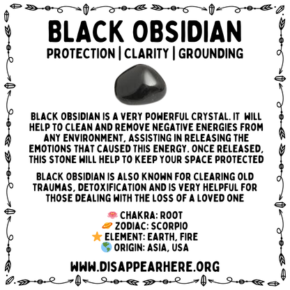 Black Obsidian Crystal Information Card