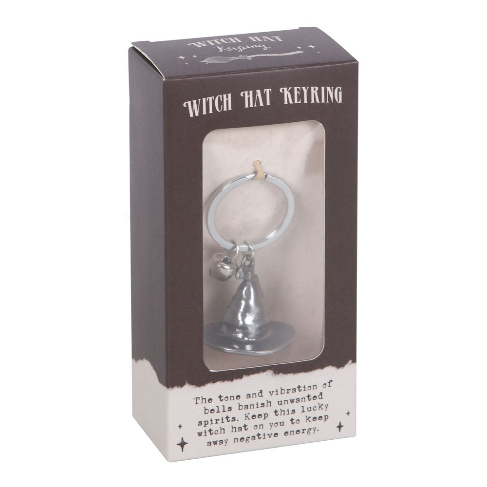 Silver Witch's Hat Keyring with Bell