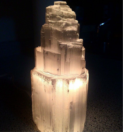 Large Selenite Crystal Mountain Lamp