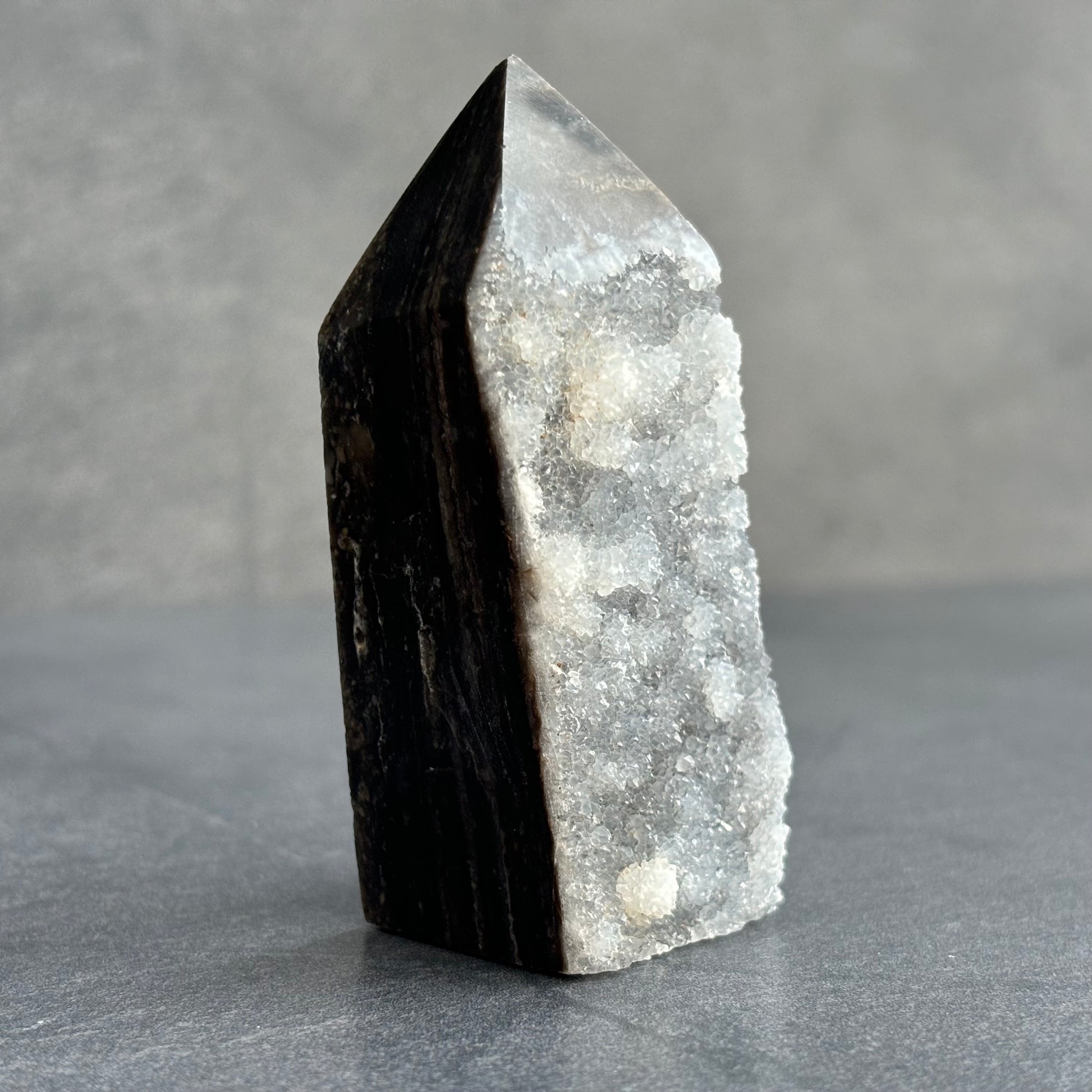 Black Sphalerite Druzy Crystal Tower