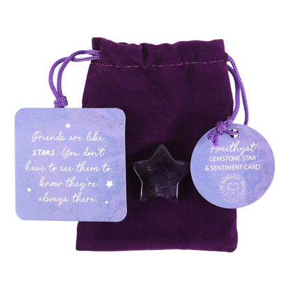 'Friends are like Stars' Amethyst Crystal Star with Gift Bag