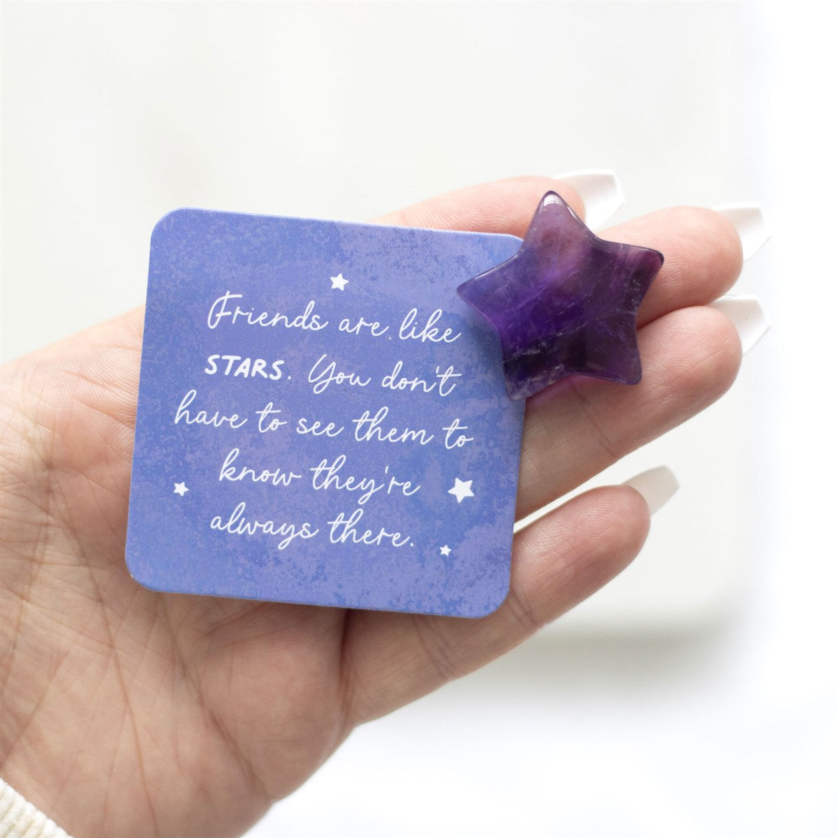 'Friends are like Stars' Amethyst Crystal Star with Gift Bag