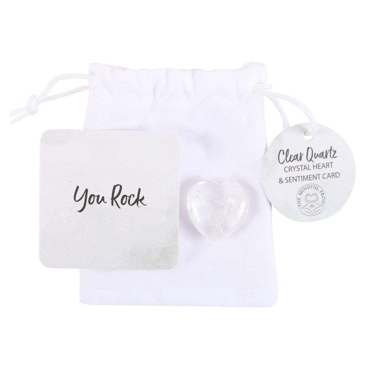 'You Rock' Clear Quartz Crystal Heart with Gift Bag