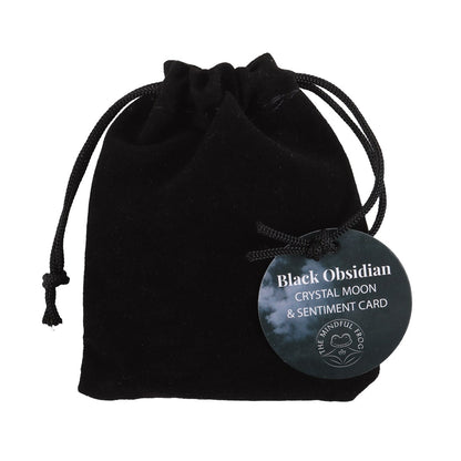 'The Darkest Nights' Black Obsidian Crystal Moon with Gift Bag