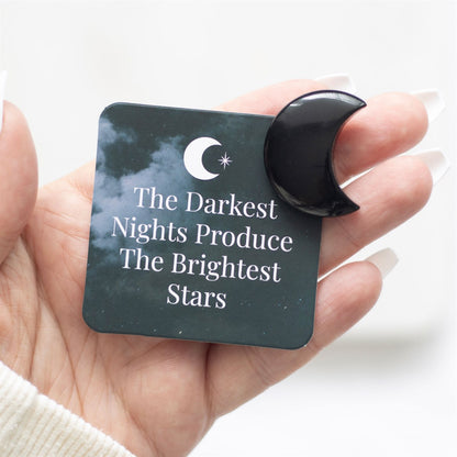 'The Darkest Nights' Black Obsidian Crystal Moon with Gift Bag