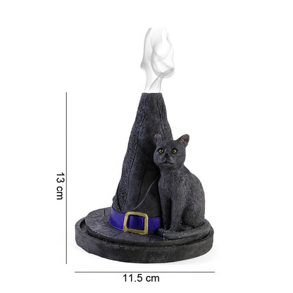 Witches Hat with Cat Incense Cone Holder