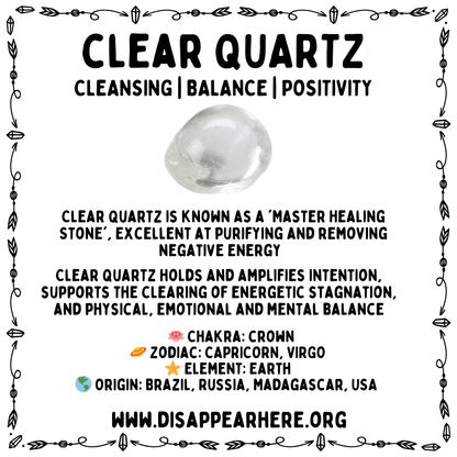 Clear Quartz Crystal Information Card