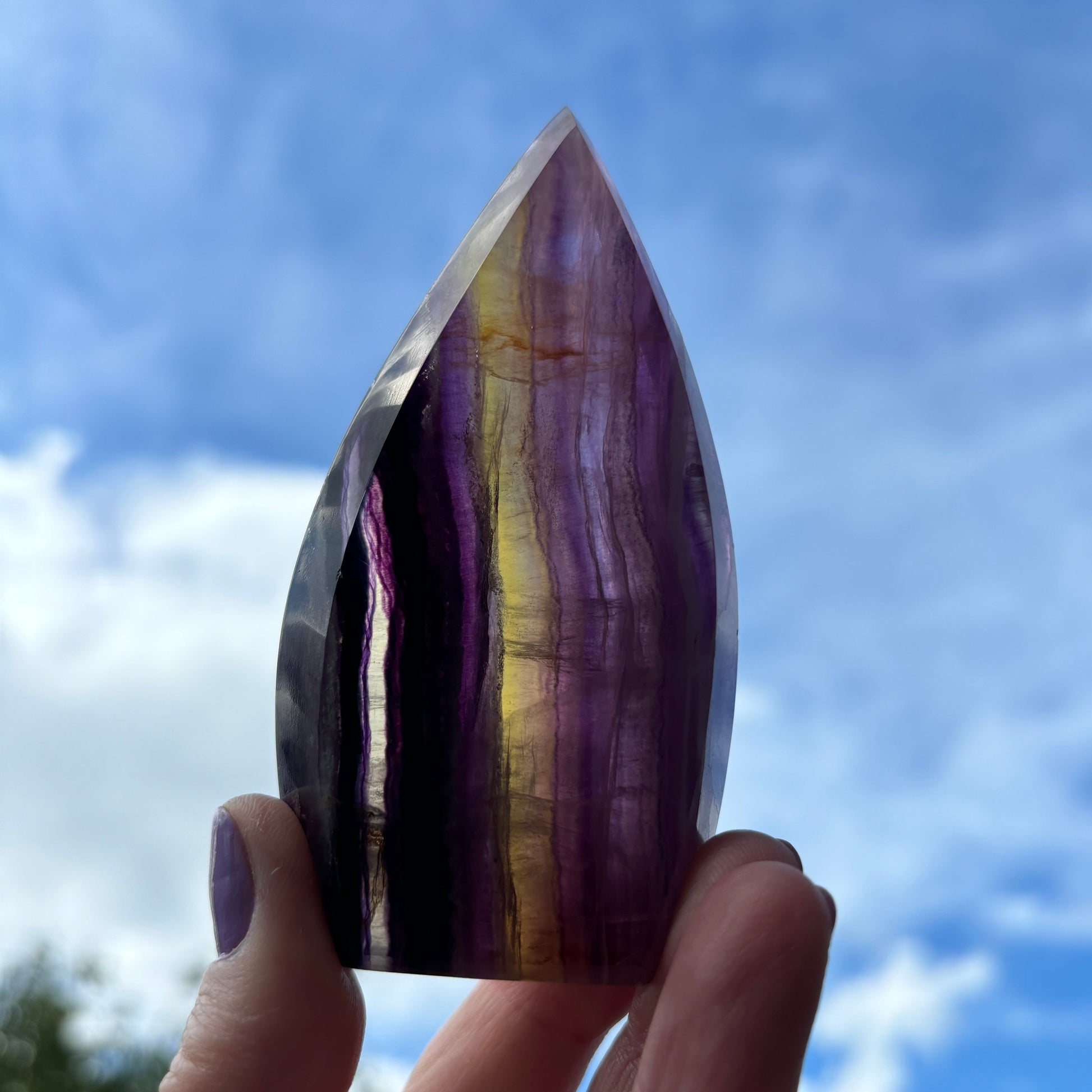 Rainbow Fluorite Polished Crystal Flame 